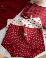 Women Probiotic Antibacterial Cotton Flat Leg Underwear Red - Image 10
