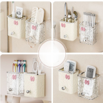 Wall-Mounted Bathroom Organizer - Comb, Toothpaste & Razor Storage - Image 5