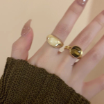Natural Stone Open Ring for Women - Vintage Elegant, Fashionable Niche Design, Trendy Friendship Ring - Image 5
