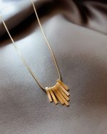 Minimal Fan Shaped Pendant Collarbone Necklace for Women, Light Gold Tone - Image 6
