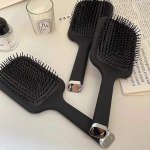 Minimalist Black Air Cushion Hairbrush – Anti-Static Paddle Comb for Women - Image 5