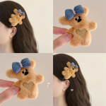 Plush Teddy Bear Bow Hair Clip – Cute Cartoon Duckbill Clip for Girls - Image 4