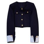 Navy Patchwork Elegant Blazer Jacket for Women - Image 2