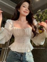 French Square chiffon Neck Shirt for Women High end top