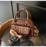 Vintage Plaid Toast Handbag Convertible Shoulder Crossbody Bag - Image 11