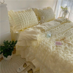 Korean Style Minimalist Lace Bedding Set – Ultra Soft 3/4 Piece Comforter Set for Dorm or Home - Image 5