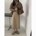 Vintage Knit Tassel Split Skirt | Thickened Mid-Length Wool Skirt for Women - Image 6