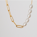 Minimalist Pearl & Plaid Teardrop Pendant Necklace Set - Image 6