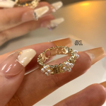 French Retro Pearl Flower Ring – Elegant Adjustable Stacking Ring for Women - Image 7