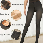 Seamless Sheer Black Stockings – Thin, Fleece-Lined Women’s Tights with Sheer Leg Effect. - Image 7