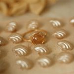 Yellow Crystal Glass Cabochon Ring – Silver Alloy Ring - Image 3