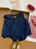 Women’s Relaxed Wide-Leg Denim Shorts – Pleated A-Line Loose Fit - Image 2