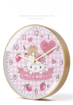 Cute Hello Kitty wall clock for children's room, fun quartz clock for kids' room, small fresh cartoon design, no-drill installation - Image 4