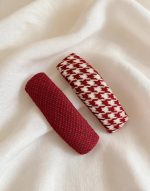 Red Plaid Houndstooth BB Hair Clip Side Hair Accessory - Image 11