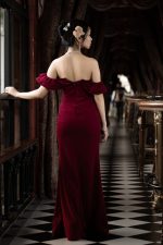 V-Neck Off-Shoulder Bodycon Ruffle Evening Gown – Slimming High-End Party Dress - Image 11