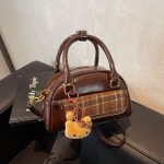 Vintage Plaid Toast Handbag Convertible Shoulder Crossbody Bag