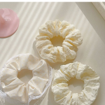 Milk White Lace Tulle Scrunchie - Korean Princess Soft Sweet Hair Accessory - Image 5
