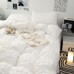 Korean Style Minimalist Lace Bedding Set – Ultra Soft 3/4 Piece Comforter Set for Dorm or Home - Image 6