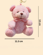 Curly Teddy Bear Plush Keychain with Plaid Bow Tie, Cute Bag Charm Accessory - Image 7