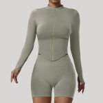 Women's Zipper High Neck Long Sleeve Yoga Jacket - Slim-Fit Quick-Dry Activewear for Outdoor Fitness & Gym - Image 7