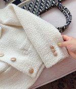 Elegant Tweed Short Jacket for Women Petite Fit Wool Blend Outerwear - Image 8