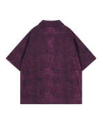 Vintage Purple Cuban Collar Short Sleeve Shirt – Unisex Loose Fit Summer Style - Image 2