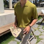 Men’s Slim Fit Knit Polo Shirt – Korean V-Neck Stretch Cotton Ice Silk Tee - Image 9