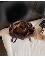 Large Capacity Retro Tote Shoulder Bag for Women – Vintage Handbag Underarm Work Commuter Bag - Image 11