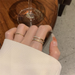 Elegant Double Band Mother-of-Pearl Open Ring – Minimalist Adjustable Ring - Image 3