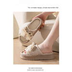 Lace Bow Linen Slippers for Women – Super Soft Sweat Absorbing Non Slip Indoor Outdoor Slides - Image 8
