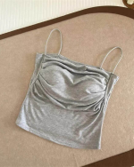 Ruched Crop Cami Top with Built-in Bra – Slim Fit Backless Summer Camisole for Women - Image 8