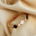 Four Leaf Clover Titanium Steel Rose Gold Open Bracelet for Women - Image 6