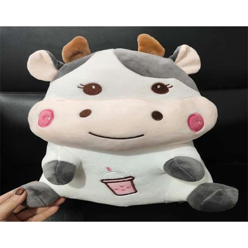 917-40cm-Bottle-Cow-Soft-Toy Strawberry Boba Milk Cow Plush Toy - Ultra-Soft Stuffed Animal with Bubble Tea Embroidery - Image 1