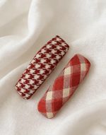 Red Plaid Houndstooth BB Hair Clip Side Hair Accessory - Image 12