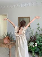Designed with beautiful back and flying sleeves, bow tie A-Line Dress - Image 12