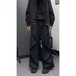 Unisex Black Wide-Leg Trousers – Loose Fit Cleanfit Flared Floor-Length Pants - Image 5
