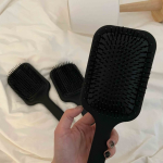 Minimalist Black Air Cushion Hairbrush – Anti-Static Paddle Comb for Women - Image 9