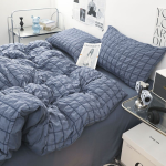 Korean Style Minimalist Lace Bedding Set – Ultra Soft 3/4 Piece Comforter Set for Dorm or Home - Image 8