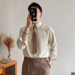 Men’s Luxury Slim Fit Sharp-Collar Dress Shirt