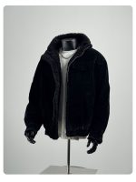 Men’s Retro Stand Collar Fleece-Lined Padded Jacket - Image 5