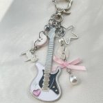 Handmade Beaded Cat Electric Guitar Keychain – Cute Kawaii Charm for Bags, Binders & Keys - Image 4