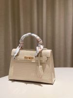 Luxury Crocodile Embossed Kelly Handbag - Image 11
