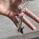 Handmade Beaded Cat Electric Guitar Keychain – Cute Kawaii Charm for Bags, Binders & Keys - Image 3