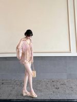 French Sequin V-Neck Chiffon Blouse – Elegant Loose Long Sleeve Statement Shirt for Women - Image 4