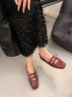 French Bow Lace-Up Mary Jane Flats for Women - Image 7