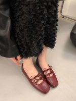 French Bow Lace-Up Mary Jane Flats for Women - Image 6