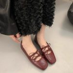 French Bow Lace-Up Mary Jane Flats for Women - Image 5