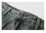 Vintage Washed Straight Leg Cargo Denim Jeans - Image 5