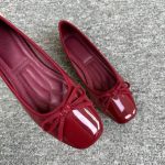 Red Patent Leather Bow Ballet Flats - Image 3