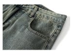 Vintage Washed Straight Leg Cargo Denim Jeans - Image 4